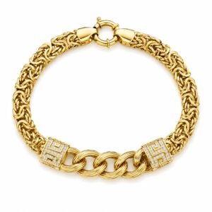 c447f9a4-b155-4fa6-62e2-08dee72f1c84.jpg Manilla Bizantino Combinacion Rose 14K Size 7.5'' Weight 12.9 gr