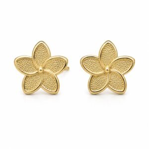 Pedientes Flor Rose 10k Weight 1.7gr