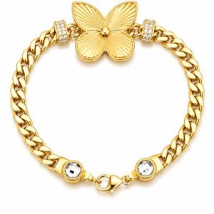 Manilla Mariposa CZ Cuban Link Hollow 14k Weight 8.4gr Size 7