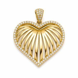 Dije Corazon 3D Rallas Borde CZ 10k Weight 3.9gr