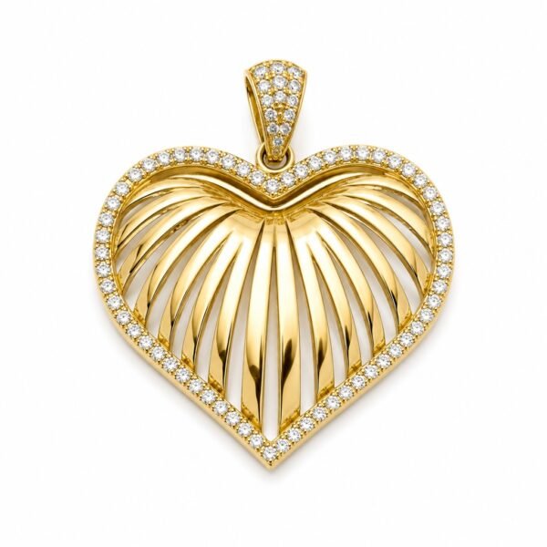 Dije Corazon 3D Rallas Borde CZ 10k Weight 3.9gr