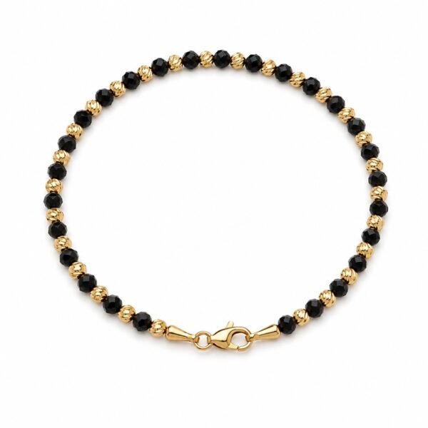 Manilla Black and gold beaded 14k Size 7.5'' Weight 3.8gr