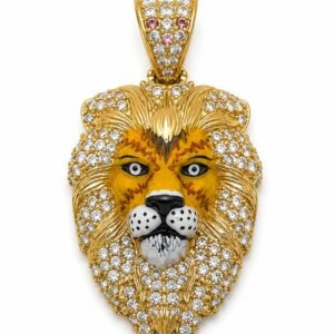 Dije Leon Cara Detail Colores CZ 10k Weight 3.2gr