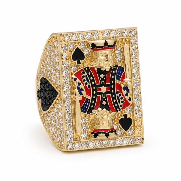 Anillo De Hombre Carta King of Spades Full CZ 10k Size 7 Weight 11gr