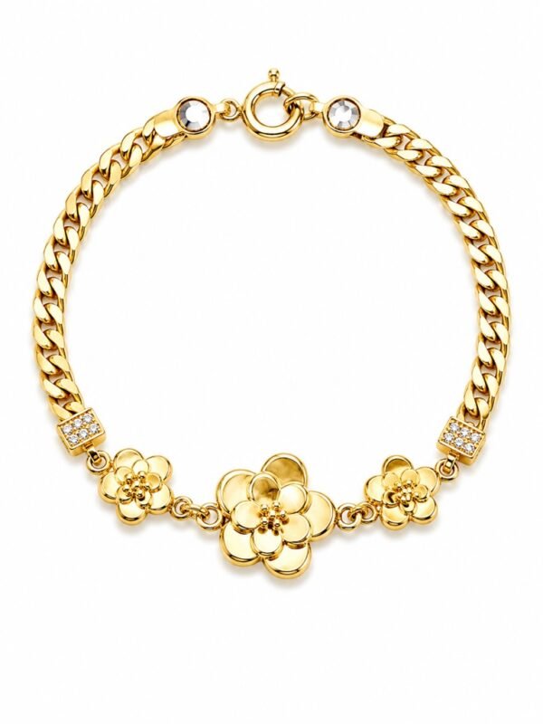 Manilla Triple Flores CZ Cuban Link Hollow 14k Weight 5.9gr Size 7.5