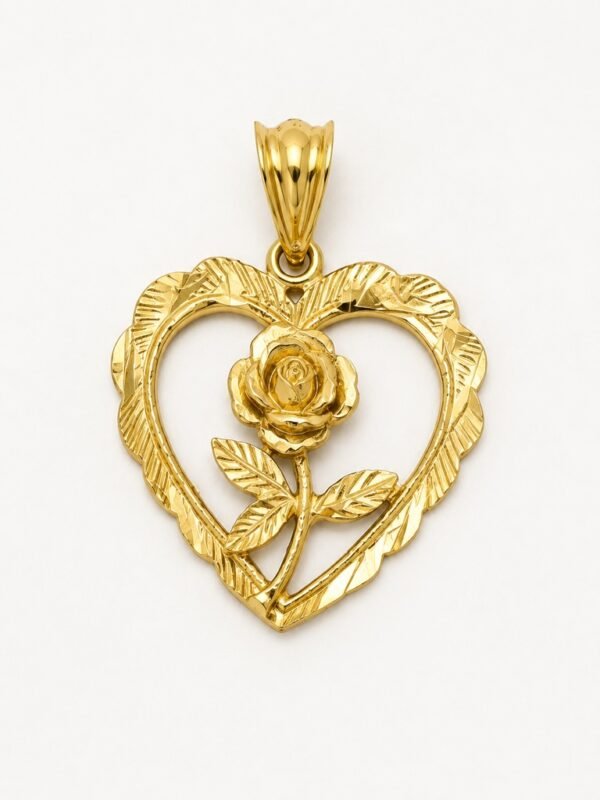 Dije Corazon Flor Rosa Dentro Ros 10k Weight 1.7gr
