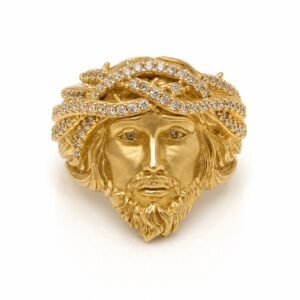 Anillo De Hombre Cabeza Jesus Full CZ 10k Size 10 Weight 7.8gr