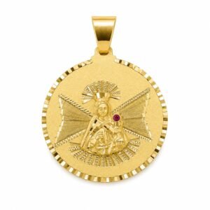 Dije Santa Barbara Piedra Roja Medallon Rose 10k Weight  7.2gr