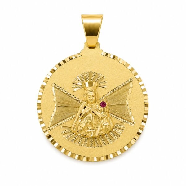Dije Santa Barbara Piedra Roja Medallon Rose 10k Weight  7.2gr