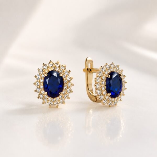 Aretes Lady Di Azul CZ 14k 3.4gr