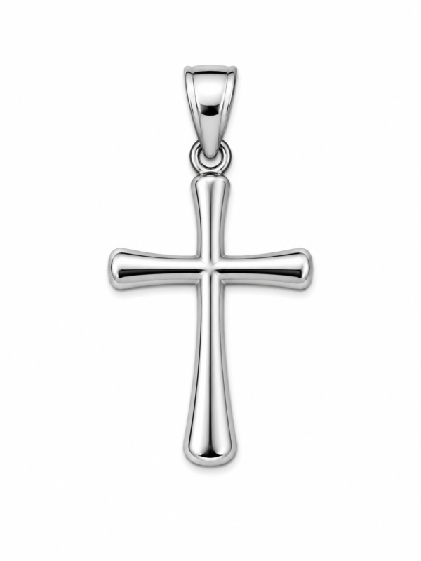 Dije Cruz Plain Oro Blanco Round 14k Weight 0.4gr