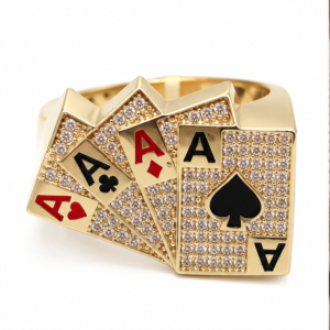 Anillo De Hombre Cartas Poker 14k Size 11 Weight 7.9gr