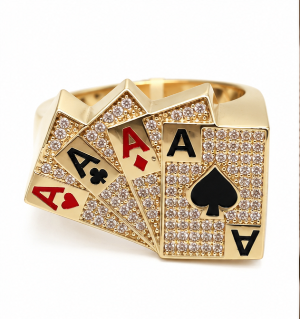 Anillo De Hombre Cartas Poker 14k Size 11 Weight 7.9gr