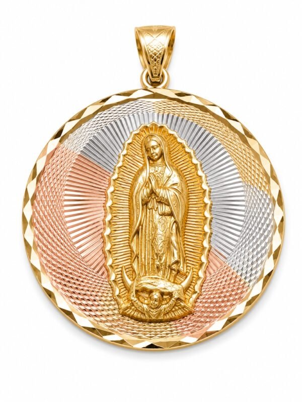 Dije Virgen Guadalupe 3D Doble Cara Jesus 14k Weight 12.1gr
