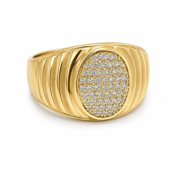 Anillo De Hombre Oval Piedras CZ 14k Size 10 Weight 7.1gr