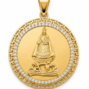 ffcae91c-c2b1-4408-9371-08deee00cdd5.jpg Dije Virgen Caridad Big Placa Borde CZ 14k Weight 19.8gr