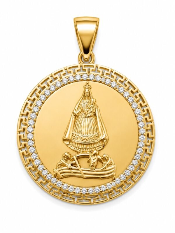 Dije Virgen Caridad Big Placa Borde CZ 14k Weight 19.8gr
