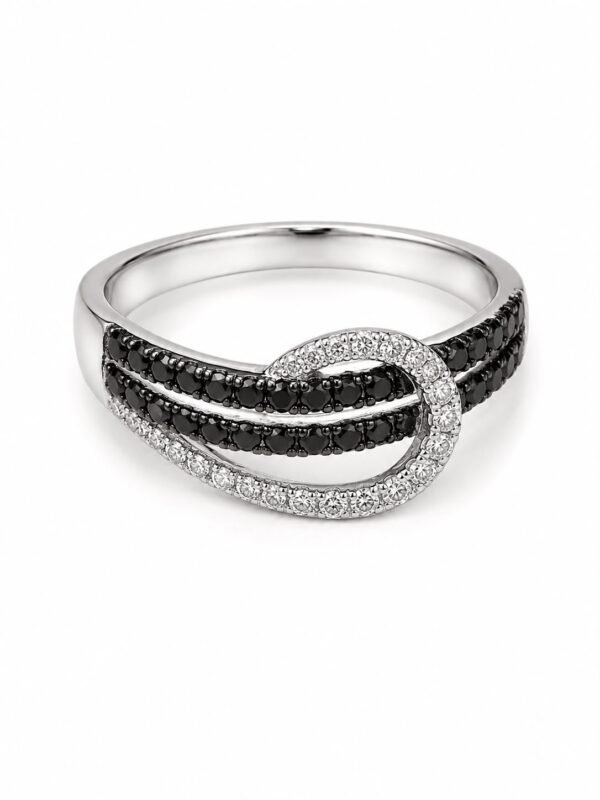 Anillo Oro Blanco CZ Black 14k Weight 3.1gr Size 10''