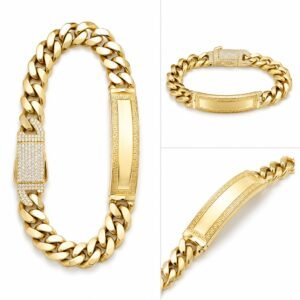 0155c09a-b3ce-49cb-780b-08df03768314.jpg Manilla Placa Greek CZ Borde Cuban Link Hollow 10K Size 8'' x 9mm Weight 15.8gr