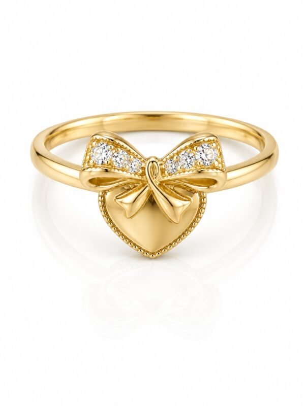 Anillo Corazon con Lazo  14K Size 8.5 Weight 2.3gr
