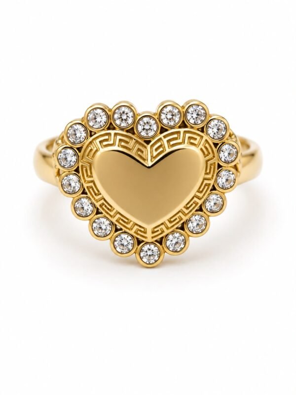 Anillo Corazon halo CZ Rose 10k Size 8'' Weight 4.8 gr