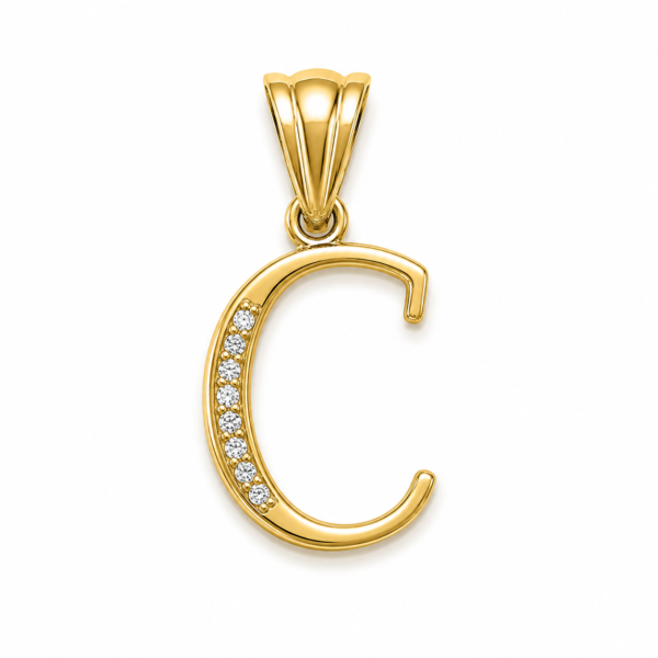 Dije Fancy Letra C w/CZ 14K Weight 1.4gr