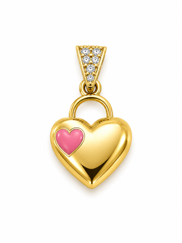 Dije Mini Corazon Puffed Full CZ Red 14k Weight 2.9gr