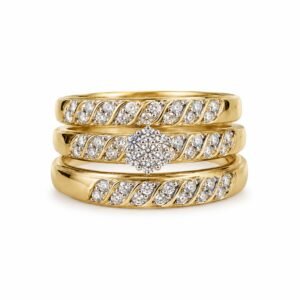 Anillo Trio Matrimonio 14k DIA Size 7'' / 10'' Weight 5.6gr / 0.51 CT