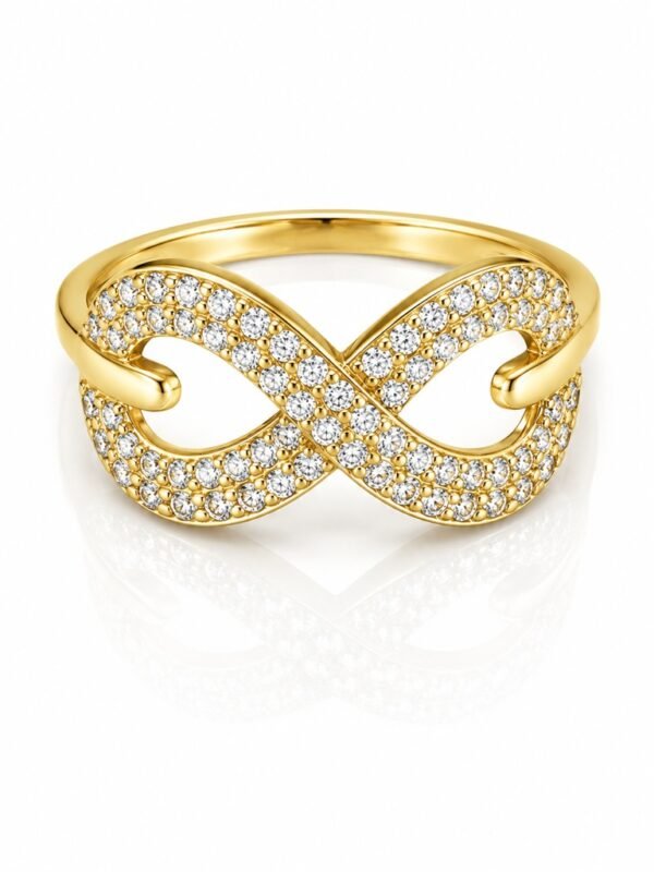 Anillo  Mujer Infinito Piedras 14K Size 9 Weight 2.7gr