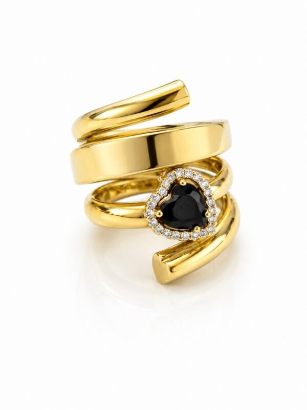 Anillo Mujer Espiral Piedra Negra Rose 10k Size 6 Weight 5.9gr