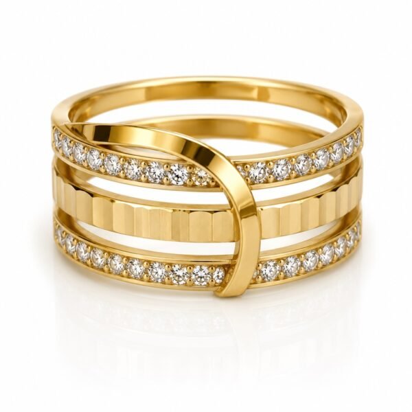 Anillo Chunky Fancy Pave Lineas 14k Weight 3gr Size 7