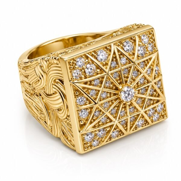 Anillo  Hombre Rosetta Cuadrado CZ 10k Size 9 Weight 4.6gr