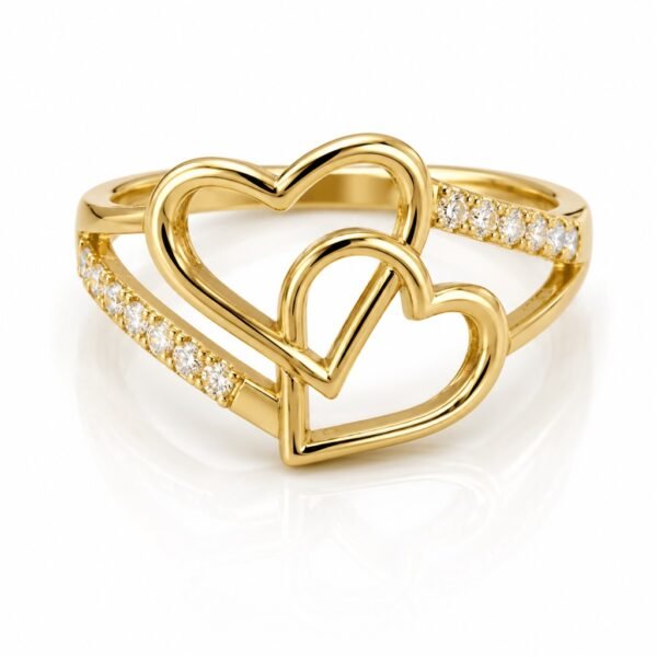 Anillo Dos Corazones Piedras Rose 10k Size 8.5'' Weight 2.7 gr