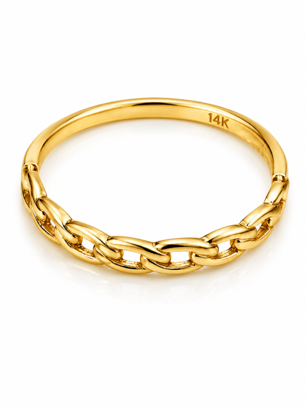 Anillo  Mujer Eslabon Cadena 14K Size 10.2 Weight 1.3gr