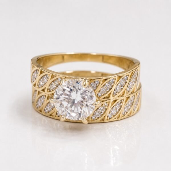 Anillo Duo Compromiso Fancy CZ 10k Size 7 Weight 4.1gr