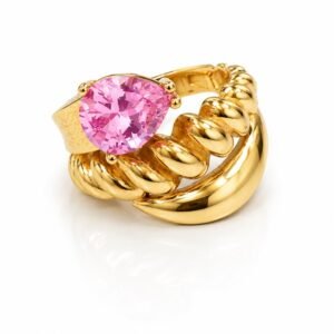 Anillo Mujer Espiral Piedra Rosada Rose 10k Size 8 Weight 5.1gr