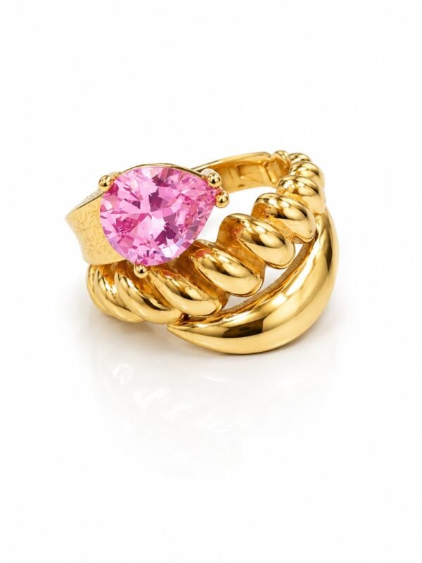 Anillo Mujer Espiral Piedra Rosada Rose 10k Size 8 Weight 5.1gr