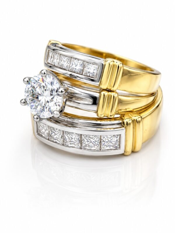Anillo Trio matrimonio Rose 10k Size 7'' 10'' Weight 5.6 gr