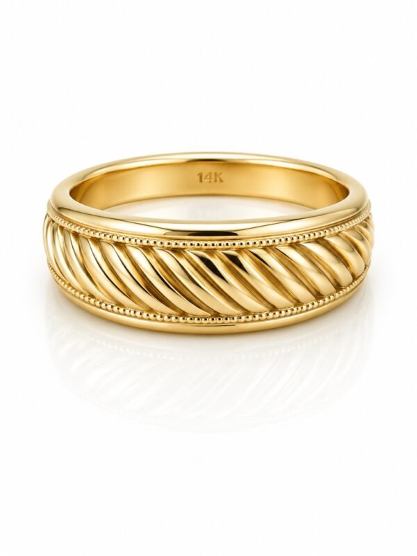 Anillo  Liso Lineas  14k Size 7.5 Weight 3.9gr