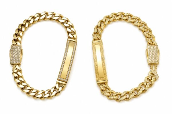 Manilla Placa Greek CZ Borde Cuban Link Hollow 10K Size 7 1/4'' Weight 10.2gr