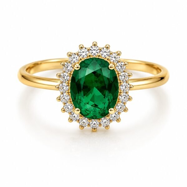 Anillo Estilo Lady Di Verde CZ 10K Size 7 Weight 2.1gr K76648GRR