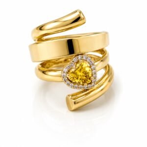 Anillo Mujer Espiral Piedra Amarilla Rose 10k Size 7 Weight 6.4gr