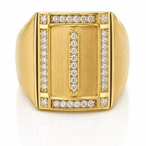 23433441-3027-48fc-7945-08df03768314.jpg Anillo Hombre Rectangular Linea Pave CZ 10k Size 11.5 Weight 6.6gr