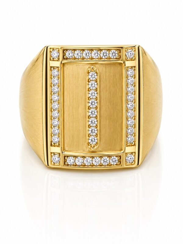 Anillo Hombre Rectangular Linea Pave CZ 10k Size 11.5 Weight 6.6gr