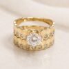 Anillo Duo Compromiso Fancy CZ 10k Size 7 Weight 4gr
