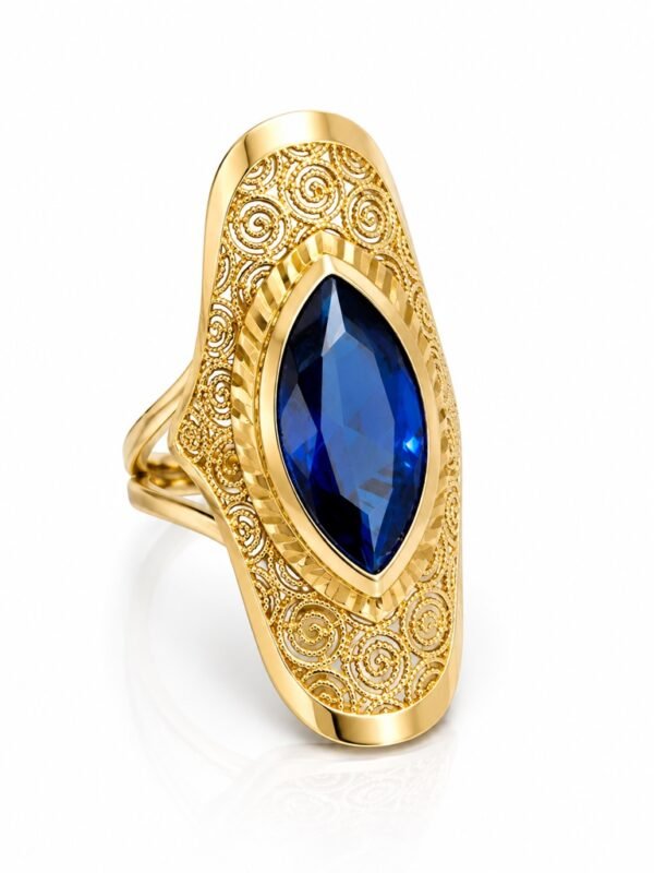 Anillo Chunky Azul Fancy 14k Weight 4.5gr Size 8