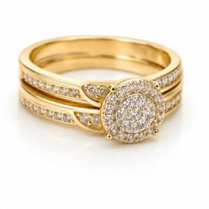 Anillo Duo Compromiso Pave 10k Size 8 Weight 4.5gr