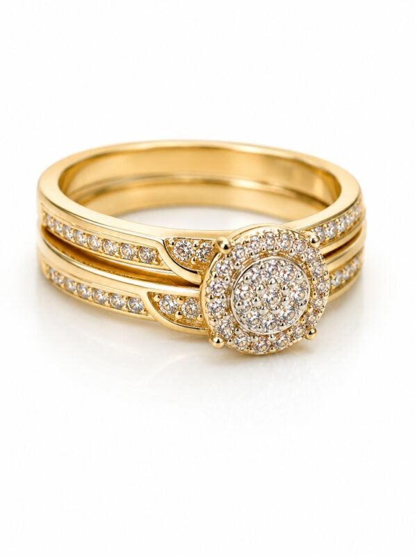 Anillo Duo Compromiso Pave 10k Size 8 Weight 4.5gr