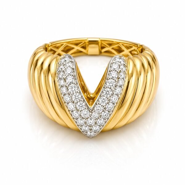 Anillo  V CZ  Size 8 Weight 4gr