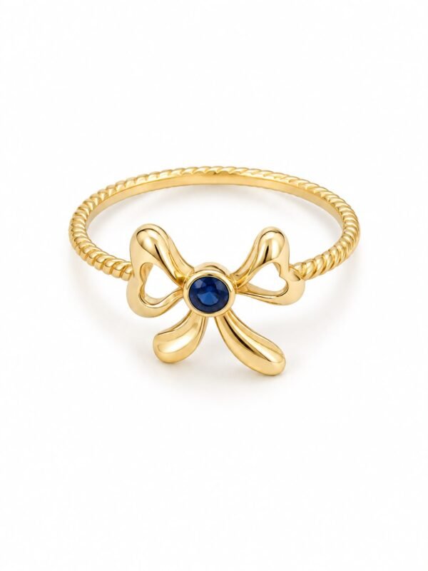 Anillo Bow Azul 14K Weight 1.5gr Size 9
